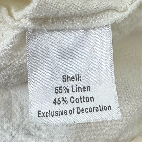 Norm Thompson Linen Blend Cream Embroidered Women's Tunic Top Size Large - Picture 6 of 7